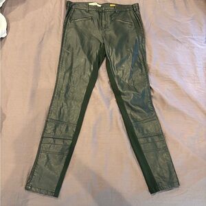 Anthropologie Pilcro Forest Green vegan leather Skinny pants